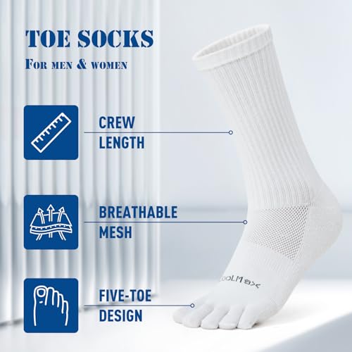 Toe Socks for Men Women Coolmax Crew Socks 3 Pairs Running Socks Athletic Breathable Five Finger Socks2