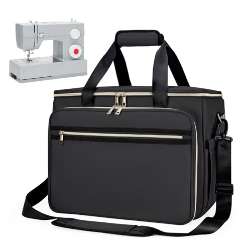 Anitor Sewing Machine Carrying Case with Removable Bottom Padding, Sewing Machine Bag Fits Most Standard Sewing Machines and Storage Sewing Accessories, for Singer, Brother, Janome, Black