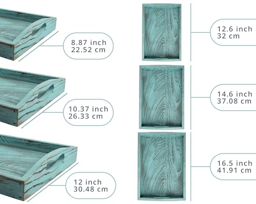 image for Comfify Serving Trays Set of 3 - Ottoman Wood Trays for Entertainment,