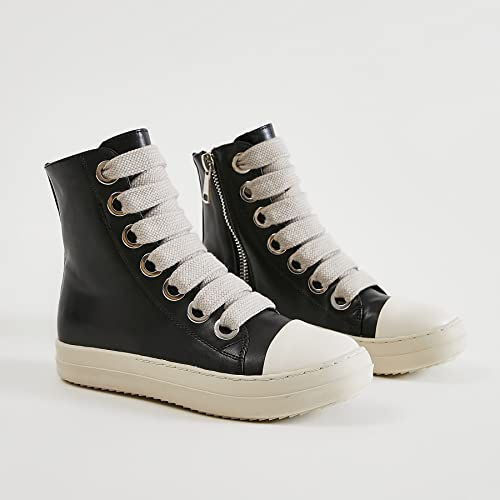 MOFEEDOUKA Womens High Top Sneakers Thick Shoe Laces PU Leather Comfort Platform Walking Shoes with Zipper2