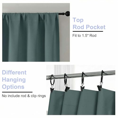 Image of Simplebrand Ava Dark Green Short 36 Inches Blackout Curtain 2 Panels Set, Half Window Rod Pocket Privacy Curtain Tiers for Kitchen, Curtains Blackout for Bathroom Shades, W40 x L36 Inch, Dark Green