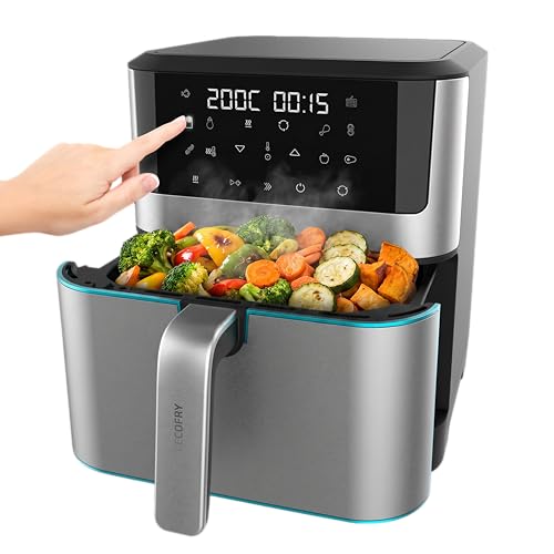 Cecotec Freidora de Aire sin Aceite de 8 L Cecofry Supreme 8000 Hot. 1800 W, Panel Táctil, 30º-200 ºC, 10 Menús Preconfigurados, Pre-heat, Acabados en Acero Inoxidable