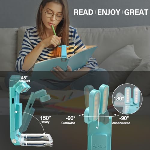 Image of Vekkia LED Clip - on USB Book Light for Reading in Bed - 3 Colors, 5 Brightness Levels, Eye - Caring, Rechargeable & Long - Lasting, for Book Lovers and Kids