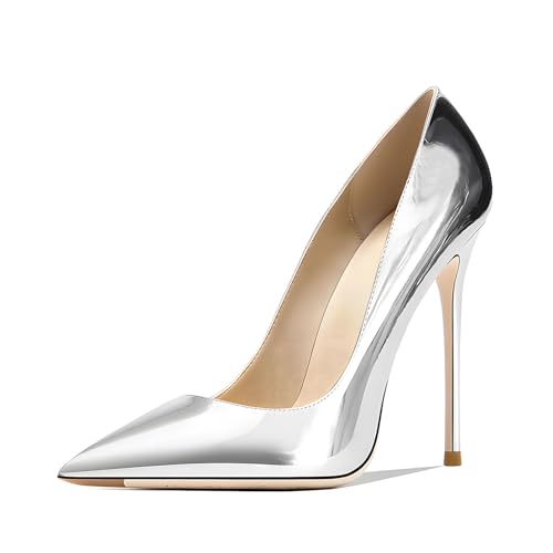 Image of Women's Pointed Toe Shallow Stiletto Heels 4.7 Inch Pumps Wedding Party Banquet Shoes