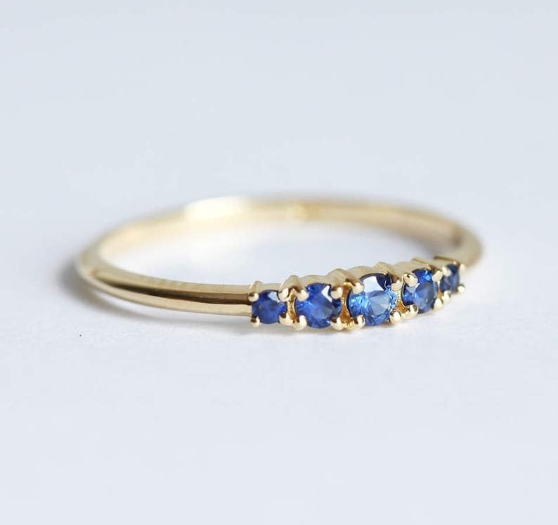 Blue Sapphire Ring, 14k Gold Premium Plated Ring, Sapphire Womens Ring, Gemstone Ring for Women's Gift for Her Sapphire Satcking Ring2