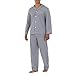 Fruit of the Loom Men's Long Sleeve Broadcloth Pajama Set, Navy/White Check, Medium