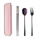 Do Buy Tragbares Outdoor Reise Besteck Lila Edelstahl 18/10 Campingbesteck to go Picknick Travel Schule Büro Lunch Besteck set für 1 person Länge 21+cm Koreanische Essstäbchen Tafelgabeln Suppenlöffel