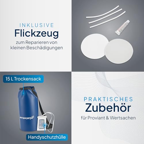 ArtSport Schlauchboot 322 cm für 4 Personen - Paddelboot aufblasbar mit 2 Sitzbänken - Ruderboot...