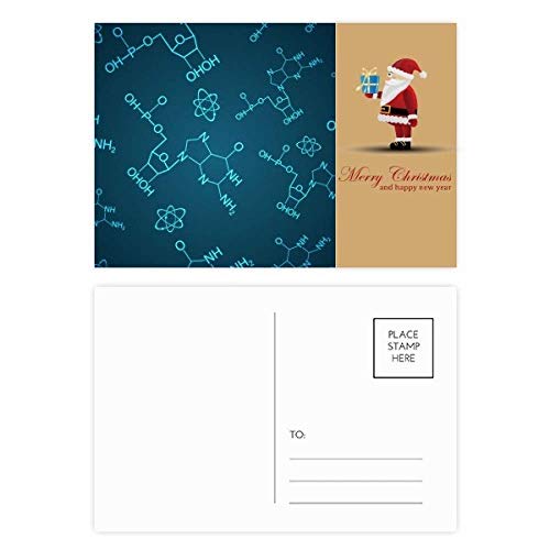 Cartes postales Père Noël molécule bleue : carte vœux sciences et graphisme original hiver