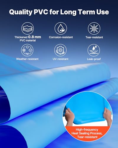 VEVOR Poolinnenfolie 3,6x6,2m, Poolfolie für 120 cm Wandhöhe, Ersatzfolie aus PVC, Innenhülle 0,8 mm Stärke, Schwimmbadfolie UniBead, Austauschfolie, Geeignet für Oberirdische Pools, Blau