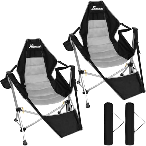 Romswi 2Pk Aluminum Hammock Camping Chair with Footrest