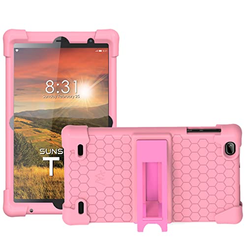 Transwon Kids Case for Sunshine T1 Elite Tablet 8 Inch/ Sunshine T1 Elite Tablet Case, Cloud Mobile Sunshine T1 Elite Tablet Case, Sunshine T1 Tablet Case, Cloud Mobile Tablet Case - Pink