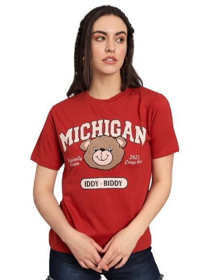 Image of THE DRY STATE Womens Cotton Half Sleeve Round Neck Tshirt
