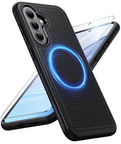 Image of FNTCASE for Galaxy A37-5G Phone Case: Samsung Magnetic Cover [Fit for Magsafe] with Screen Protector, Anti-Slip Matte Textured, TPU+PC Dual Layer Shockproof, Military Grade Drop Protection (Black)