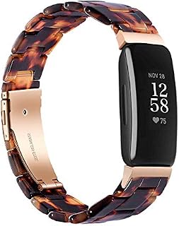 Wongeto Replacement Strap Compatible with Fitbit Inspire 2 Strap,Inspire Strap,Inspire HR Strap,Women Girls Resin Band Wristband for Fitbit Inspire Fitness Tracker (Rose Gold+Tortoise)