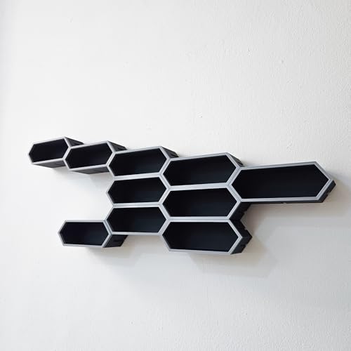 Image of Modular Hot Wheels Wall Display Shelf | Hexagon Wall Shelf for 1 /64 Diecast Cars | Matte Black Tool Free | Expandable Honeycomb Storage for Hotwheels, Matchbox & 1:64 Diecast Cars 1PC