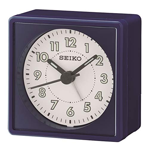 Seiko Analogue Bedside Beep Alarm Clock with Snooze - Navy Blue