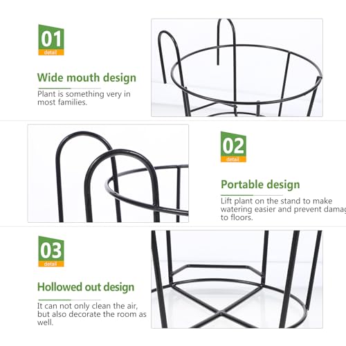 Support pour pot de fleur balcon structure solide et résistante en fer noir - 4