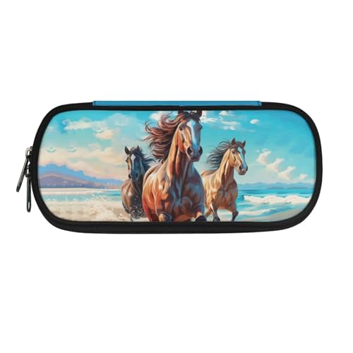 Image of Horse Pencil Case for Girls Boys 7-8 10-12 Kids School Pen Bag Zipper Pencil Bags with Compartment Multifunctional Pen Holder Stationery Organzier Office School Desk