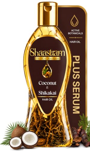 Image of Coconut & Shikakai Herbal Hair Oil (works like a serum) | Nourishes Hair & Supports Scalp Cleanliness | Leave-On Lightweight Non-Greasy Formula | Active Botanical Infusion | 180ml for Men & Women