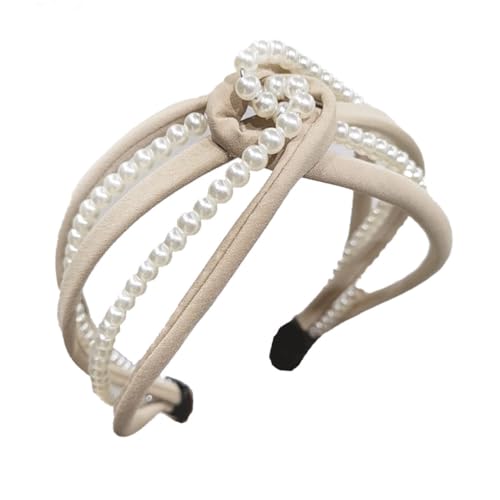 AMSLSIU Bandas para el cabello Pearl Twist Knot Diadema Diadema ajustable Diademas Mujeres Accesorios de peinado Decoración de la cabeza la boda