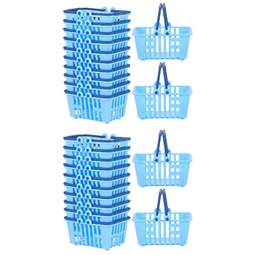 Luozzy 24 Pcs Mini Shopping Basket Dollhouse Shopping Basket Toy For Kids Pretend Play, Blue #TOP5