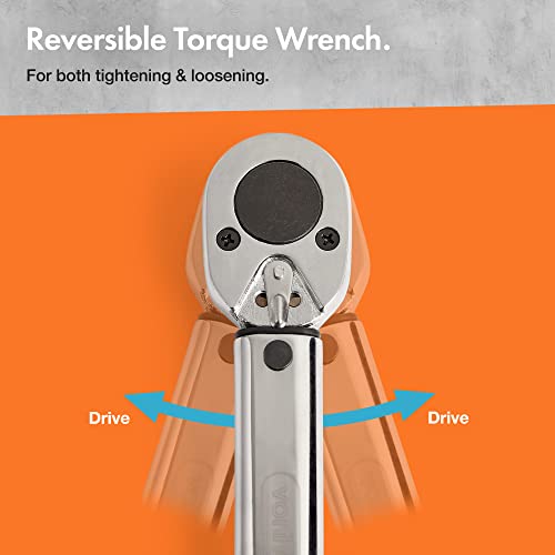 VonHaus Torque Wrench - with 3/8 Reducer and Extension Bar - Ratchet Wrench 1/2 Drive, 30-210Nm, 470mm Long Reach Handle with Carry Case for Car, Bike and General Repairs - Image 3