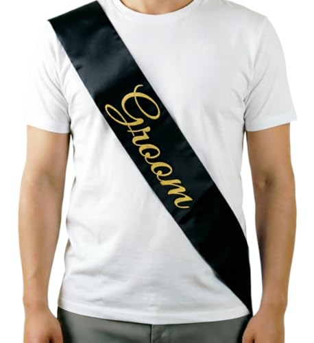 Magnussons Garden Groom Sash Black and Gold Glitter Bachelor Party Sash for Future Groom Stag Party Supplies Wedding Shower Party Sash