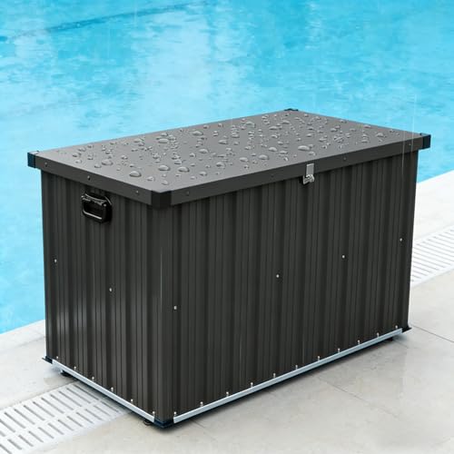 MilleLoom 120 Gallon Waterproo Metal Deck Box with Wheels -
