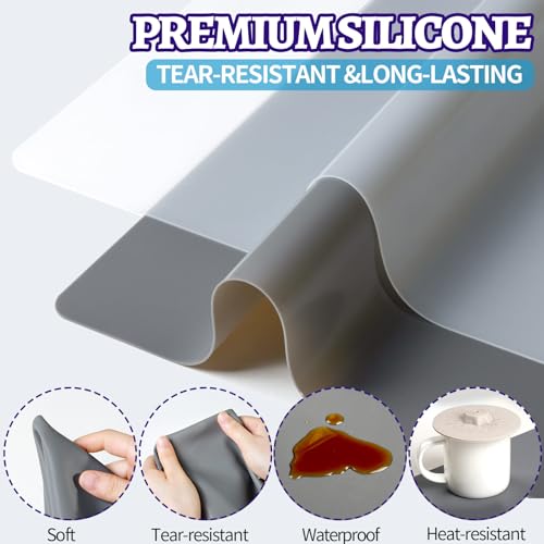 Image of LEOBRO Silicone Mat for Resin Molds, 2 PCS 15.7 inch x 11.7 inch Play Dough Mat, Silicone Mats for Crafts, Jewelry Molds Mats, for Resin, Clay, Paint, Dark Gray & Clear