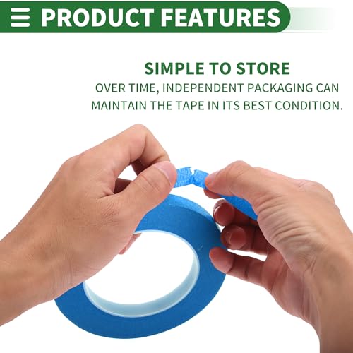 Image of Motoforti Universal Painters Tape Masking Master Tape 0.15cm /0.3cm /0.6cm /1.2cm /1.9cm x 55m Easy Removal Crepe Paper Blue 5 Pcs