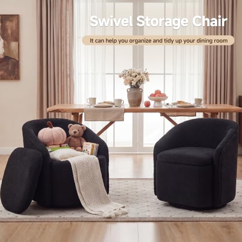 Swivel Accent Chair,Vanity Stool with Storage 360 ° Rotation Teddy…