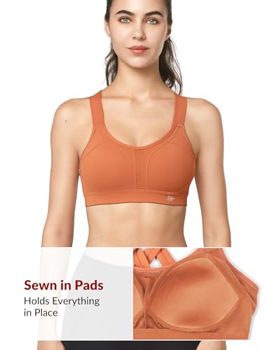Image of Yvette Criss Cross Adjustable High Impact Running Bra | Pickleball Tennis, Big Bust Plus Size, Adjustable Strap, Wireless Sewn in Pads, No Bounce, Full Coverage, Moisture-Wicking