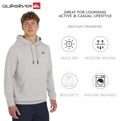 Image of Quiksilver Men's Regular Fit Active Performance Heavyweight Jacquard Mesh and Polar Fleece Pullover Hoodie (S-XL)