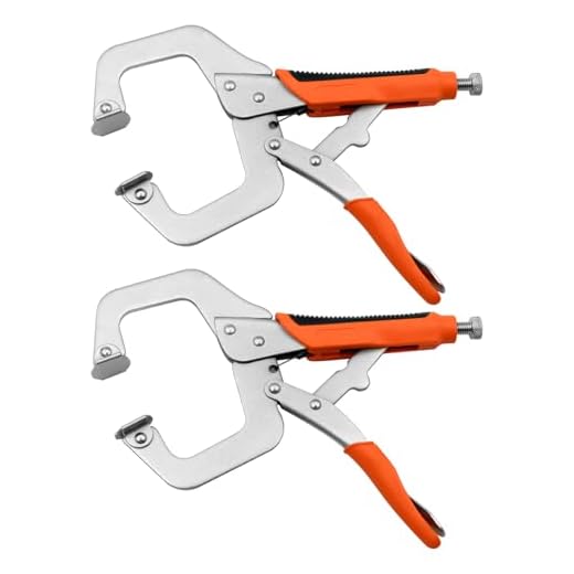 11 Inch C Clamp, Heavy Duty Vise Grip Locking Pliers Adjustable Face Clamp for Woodworking, Welding and Pocket Hole Joinery, 2 Packs (Orange, 11 Inch)