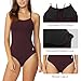 BALEAF Women's Athletic Training Adjustable Strap One Piece Swimsuit Swimwear Bathing Suit Wine Red 34