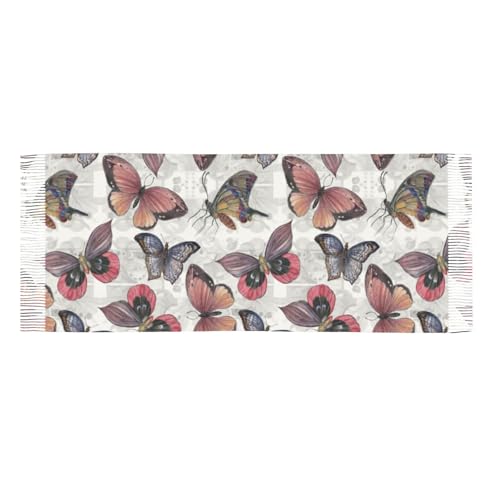 Vintage Butterflies Print Women's Scarf Pashmina Shawls and Wraps for Wedding Evening Party Long Warm Scarves4