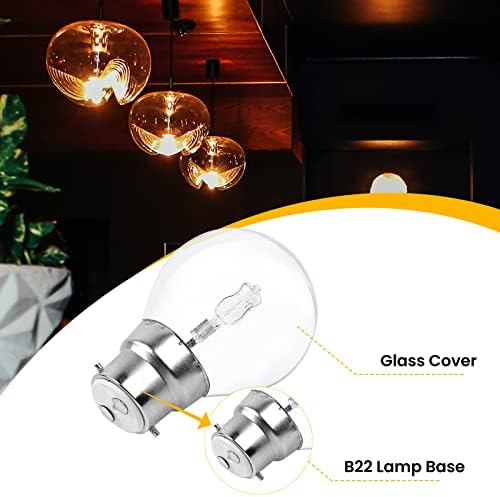 Klarlight 6 Pack B22 28W G45 Dimmable Halogen Bulb, Warm White 2700K Small Edison Screw Globe Halogen Bulb 240V, 40W Equivalent Classic Mini Globes Clear Round Light Bulbs