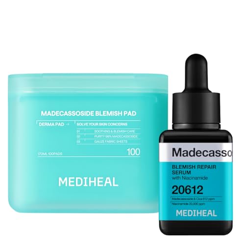 Image of Mediheal Madecassoside Pad & Serum Skin Care Duo Set for Skin Soothing & Blemish Care - Madecassoside Toner Pads (100 Count)+ Madecassoside Repair Serum (1.35 fl.oz)