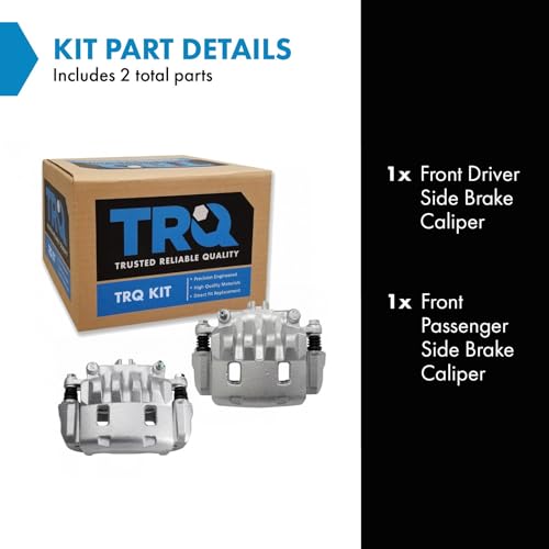 Image of TRQ Front Brake Caliper Set Zinc Coated Brackets Hardware Compatible with 2005-2006 Saab 9-2X 2002-2014 Subaru Impreza 2003-2005 Legacy