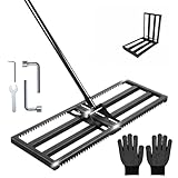 Lawn Leveling Rake with Teeth,Lawn Sand Flea Rake Leveling 30”x10” Heavy Duty Leveler,Anti Flipping Smooth Edge,16-77' Adjustable, for Sand,Top Soil Dressing,Yard Landscape,Ground Soil, Dirt,Grass