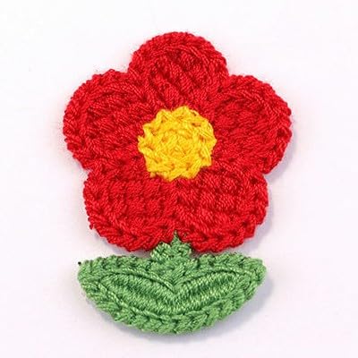 Naszywka haftowana 5 * 3,8 cm 30 szt. małych naszywek z kwiatami szydełkowymi, naszywki haftowane, aplikacje żelazne, chińskie na odzież, do przyszycia kurtkę jeansową(Big Red)