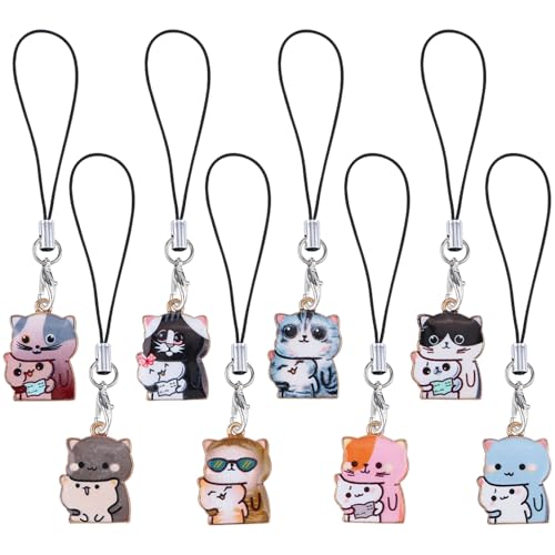 BEEFLYING 8 Piezas de Lindos Colgantes para teléfono móvil con Forma de Gato, dijes...