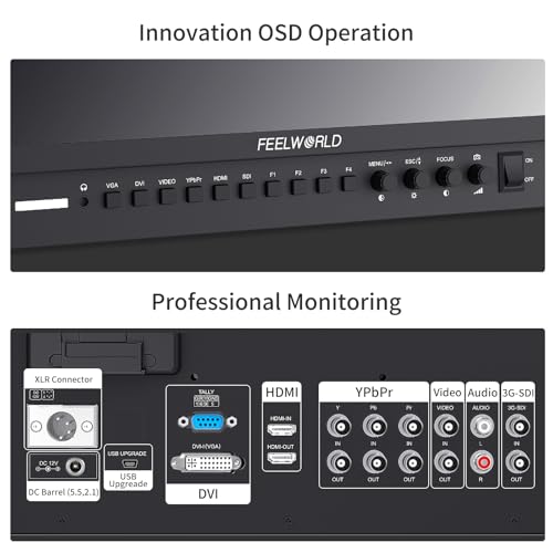 Image of FEELWORLD 17.3 Inch 1920x1080 Resolution 4K HDMI 3G-SDI Input and Output Broadcast Production Monitor, Desktop Director's Monitor with YPbPr, Video