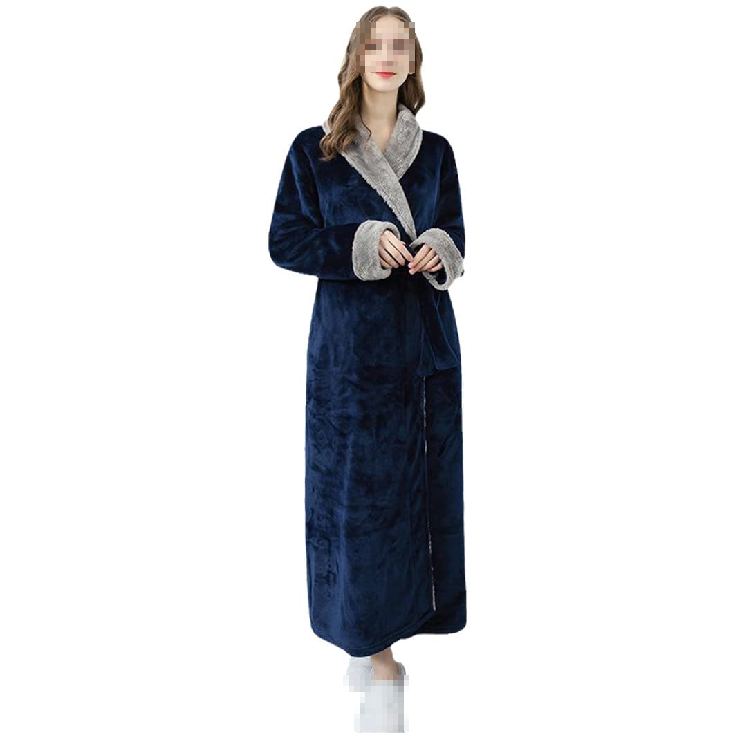 keusyoi Zimowa męska bielizna nocna pogrubiona flanelowa kimono szlafrok bielizna nocna damska na co dzień miękka koszula nocna z polaru szlafrok domowy