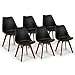 IDMarket - Lot de 6 chaises SARA Noires Pieds foncés pour Salle à Manger