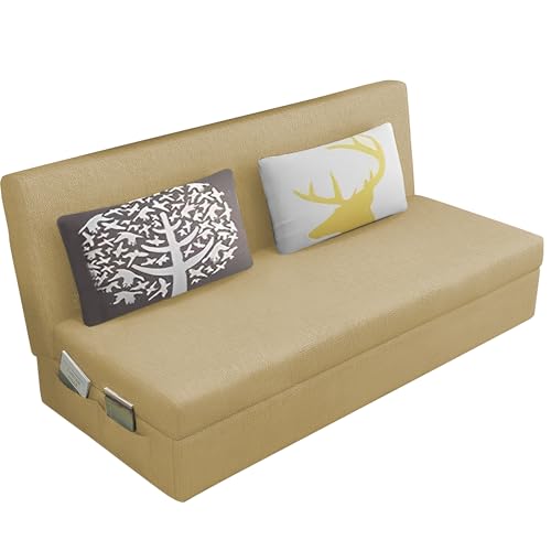 Image of Divano 3 Seater Sofa Cum Bed for Living Room (Cream) Premium Fabric Sofa