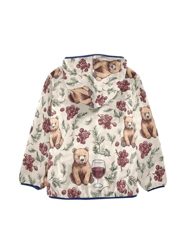 Bear and Grape Wine Girls Fleece Jacket Girls Fall Jacket Boys Coats Zip Up Hoodie Children Outerwear 2-10T2