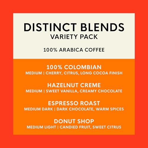 Image of San Francisco Bay K-Cup Coffee Pods Distinct Assortment Variety Pack (80 ct), Includes 100% Colombian, Espresso Roast, Donut Shop, & Hazelnut Creme, Commercially Compostable Single-Serve Coffee Pods