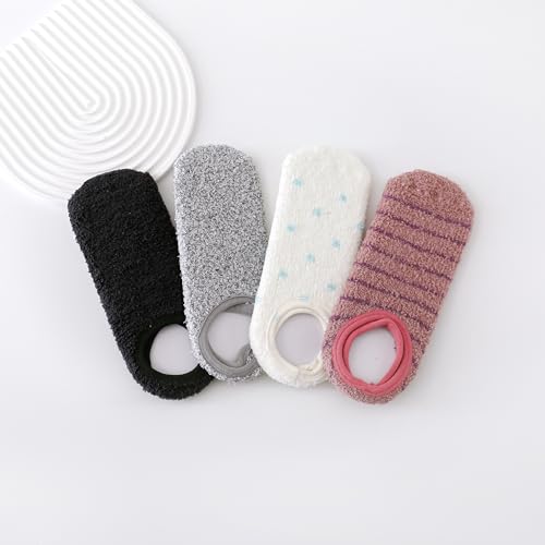 Image of SKOLA Cozy Winter Fuzzy Women Socks Grip Slippers Fluffy House Non Skid Microfiber Socks